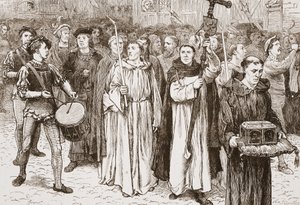 Tetzels Procession, illustrasjon fra The History of Protestantism av James Aitken Wylie (1808-1890), pub. 1878 av English School