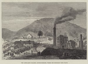 Abercarne Colliery, Monmouthshire, hvor eksplosjonen fant sted (gravering) av English School
