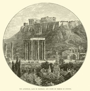 Akropolis, Hadrians port og ruinene av Jupiter-tempelet av English School