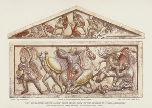 "Alexander Sarcophagus" fra Sidon (farge litho) av English School