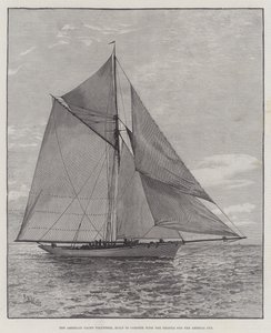 American Yacht Volunteer, bygget for å konkurrere med Thistle om America Cup (gravering) av English School