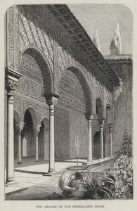 The Arcade of the Generalife, Spania (gravering) av English School