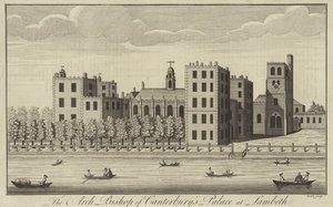 Erkebiskopen av Canterburys Palace i Lambeth av English School