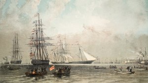 Ankomsten av Royal Yacht utenfor Gravesend, 7. mars 1863, fra A Memorial of the Marriage of Edward VII and Alexandra of Denmark, pub. 1864
