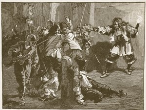 The Assault of John Coventry, illustrasjon fra Cassells Illustrated History of England (sepiafoto) av English School