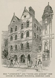 Athenaeum og Notes and Queries nye kontorer i Breams Buildings, Chancery Lane, London av English School