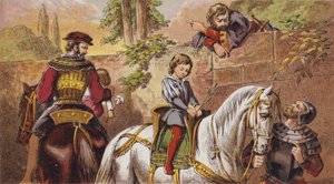 The Babes In The Wood (farge litho) av English School