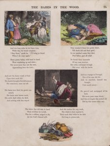 The Babes In The Wood (farget gravering) av English School