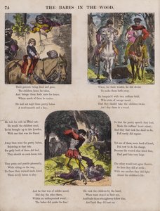 The Babes In The Wood (farget gravering) av English School