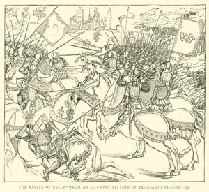 The Battle of Crecy, fra en opplyst kopi av Froissarts Chronicles av English School