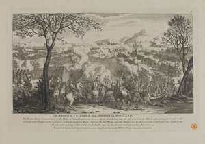 Slaget ved Culloden, nær Inverness i Skottland, utgitt av Bowles og Carver, 1746 av English School