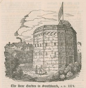 The Bear Garden i Southwark, London, 1574 e.Kr av English School