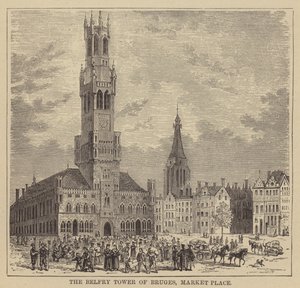 Klokketårnet i Brugge, markedsplassen (gravering) av English School