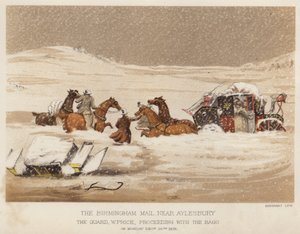 Birmingham-posten, nær Aylesbury, vaktmester W Price, fortsetter med posene (farge litho) av English School