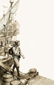 Svartedauden, båret av en fransk sjømann inn i en britisk havn av English School