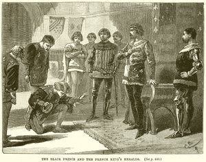 The Black Prince and the French Kings Heralds av English School