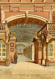 Bodleian-biblioteket, Oxford (farget gravering) av English School