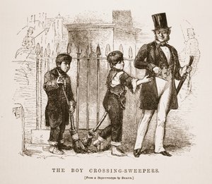 The Boy-Crossing Sweepers, fra daguerreotypien av Richard Beard, illustrasjon fra London Labor og London Poor av Henry Mayhew, pub. 1862 av English School