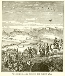 Den britiske hæren krysser Sutlej, 1845 av English School