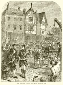 De britiske troppene kom inn i Boston, 1768 av English School