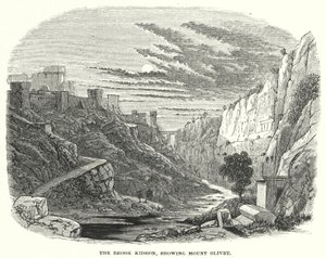 The Brook Kidron, som viser Mount Olivet (gravering) av English School