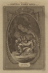 Begravelsen, Johannes, kapittel 19, vers 40 (gravering) av English School