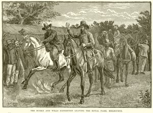 Burke og Wills-ekspedisjonen forlater Royal Park, Melbourne av English School