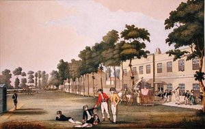 Kadettkasernen i Arsenal, London (farge litho) av English School