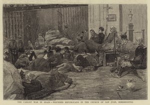 Carlist-krigen i Spania, sårede republikanere i San Juan-kirken, Somorrostro (gravering) av English School