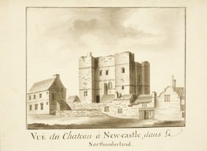 The Castle, Newcastle upon Tyne (blekk og blyant på papir) av English School