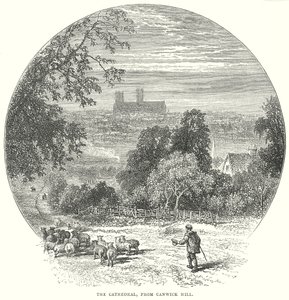 Die Kathedrale, von Canwick Hill (Gravur) von English School