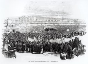 Chartistmøtet på Kennington Common, april 1848 av English School