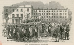 Chartistmøtet på Kennington Common i 1848, en del av prosesjonen - skissert ved Blackfriars Bridge av English School