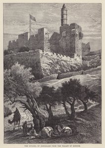 Citadellet i Jerusalem fra Hinnom-dalen (gravering) av English School