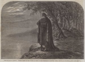 Borgerkrigen i Amerika, Federal Picket on the Potomac, foran de konfødererte batteriene (gravering) av English School