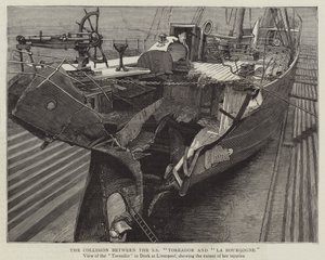 Kollisjonen mellom SS "Toreador" og "La Bourgogne" (gravering) av English School