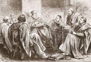The Conclave Electing the Emperor of Germany, illustrasjon fra The History of Protestantism av James Aitken Wylie (1808-1890), pub. 1878 av English School
