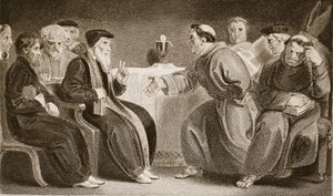 The Convocation at Oxford, illustrasjon fra David Humes The History of England, pub. av R. Bowyer, London, 1812 av English School