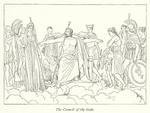 The Council of the Gods (litho) av English School