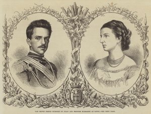 Kronprins Humbert av Italia og prinsesse Margaret av Savoy (gravering) av English School