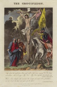 Jesu Kristi korsfestelse (farget gravering) av English School