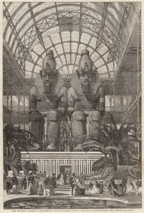 Crystal Palace på Sydenham; The Egyptian Avenue, kolossale figurer fra Aboo Simbel av English School
