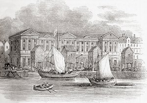 The Custom House, London, England, slik det så ut før den store brannen, fra Old England: A Pictorial Museum, pub. 1847 av English School