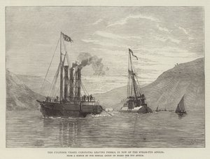 Sylinderfartøyet Cleopatra forlater Ferrol i Tow of the Steam-Tug Anglia (gravering) av English School