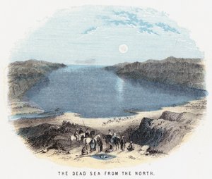 Dødehavet fra nord (farget gravering) av English School