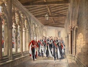The Deans Cloister, Windsor, 10. mars 1863, fra A Memorial of the Marriage of Edward VII and Alexandra of Denmark, pub. 1864 av English School