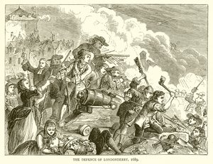 The Defense of Londonderry, 1689 av English School