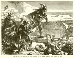 Forsvaret av Malta av St. John Knights mot tyrkerne i 1565 av English School