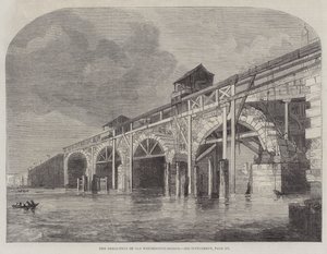 Rivingen av Old Westminster-Bridge (gravering) av English School