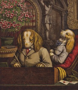 The Dog's Dinner Party (farge litho) av English School